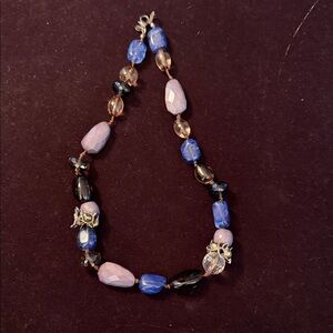 Alexis Bittar Blue and Violet, brown beads 20” vintage